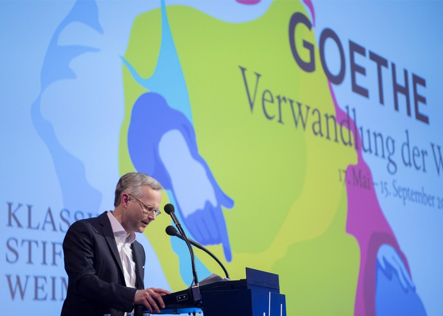 Kurator Thorsten Valk zur Eröffnung der Goethe-Ausstellung, Fotografie: © S. Vogel | Bundeskunsthalle Bonn